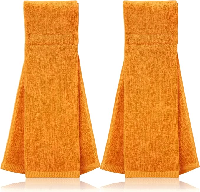 Shimeyao 2 Pcs Cotton Sports Football Towel with Closure Pitching Football Sweat Towel for Sports Gym Men Women Accessories(Orange, Classic)