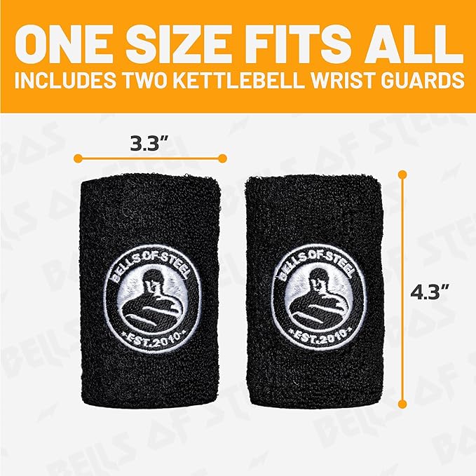 Bells of Steel Kettlebells Wrist Guard BellGuard Wrist Sweatband with Plastic Inserts for Shock Absorption | Gym Wrist Wraps, Wrist Brace for Working Out | One-Size-Fits-All, Pair of Wrist Guards