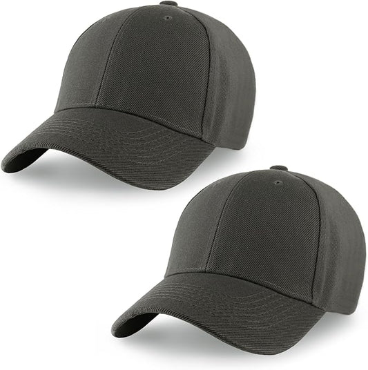 2-Pack Classic Structured Baseball Cap Adjustable Snapback Multipack Ball Caps for Custom Embroidery Running Workouts Outdoor