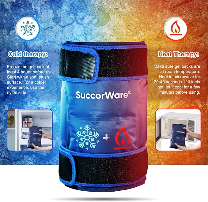 Knee Ice Pack Wrap for Injuries Reusable - Hot & Cold Gel Bags for Leg, Back, Shoulders, Arms, Elbow Injuries, Pain Relief, Swelling, Knee Replacement Surgery(Navy Blue)