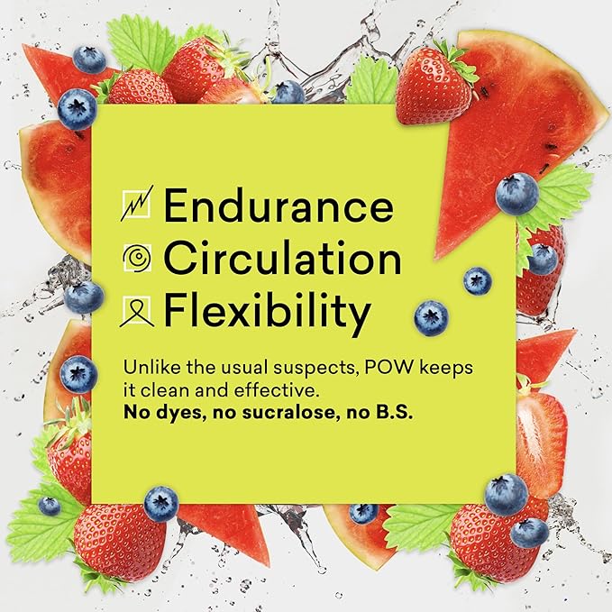 EBOOST POW Natural Pre Workout Powder - 20 Servings - Berry Melon Fizz - Pre Workout Supplement for Performance, Joint Mobility Support, Energy, Focus - Men & Women - Non-GMO, Gluten-Free, No Creatine