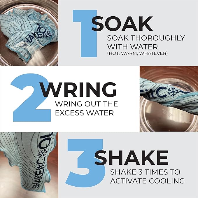 SHAKEitCOOL Original Cooling Towel โ Be Cool in Style - Heat Relief, Soft, Lightweight, Sun Protection, Easy Clean - Perfect for Biking, Running, Yoga, Gym, Gardening - Basketball