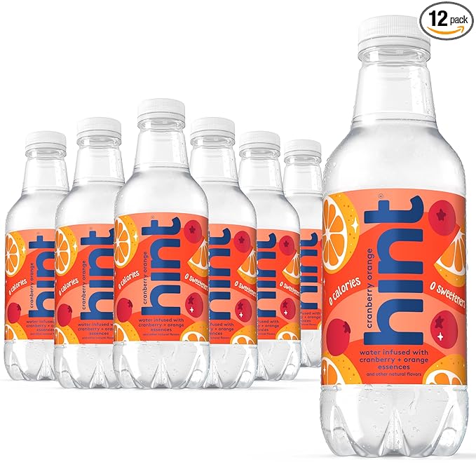 Hint Fruit-Infused Bottled Water, Cranberry Orange- Sugar Free Flavored Water with Zero Calories, Naturally Flavored, and No Artificial Sweeteners - 16 Fl Oz (Pack of 12)