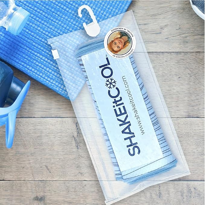 SHAKEitCOOL Original Cooling Towel โ Be Cool in Style - Heat Relief, Soft, Lightweight, Sun Protection, Easy Clean - Perfect for Biking, Hiking, Running, Yoga, Golf, Gym, Baseball - Cheer