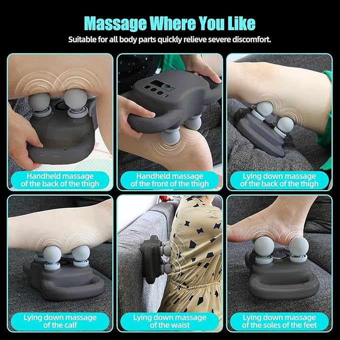 DEITY Massage Gun Deep Tissue, 4-Heads Handheld Electric Body Massager, Percussion Massager for Pain Relief in Back, Leg, Neck, Shoulder and Body, Relax Perfect Gifts for Man Women, Grey