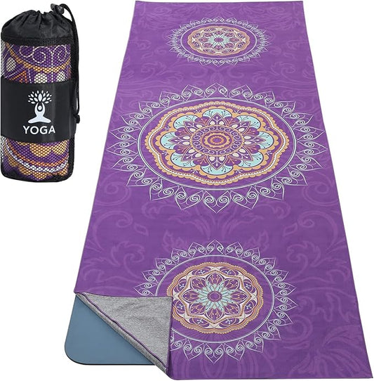 MoKo Yoga Towel, Non Slip Hot Yoga Blanket Printing Pattern Quick Dry with Corner Pocket for Bikram, Pilates, Gym Workout, Outdoor Picnic