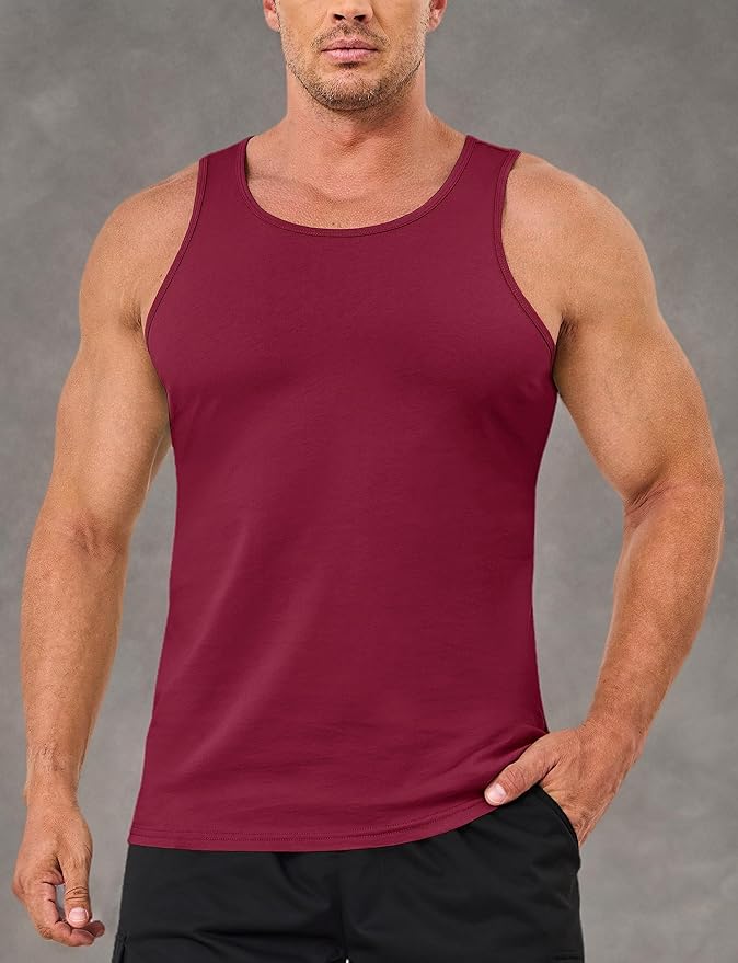 MAGCOMSEN Mens Workout Tank Tops Undershirt Cotton Muscle Athletic Sleeveless Shirts for Gym