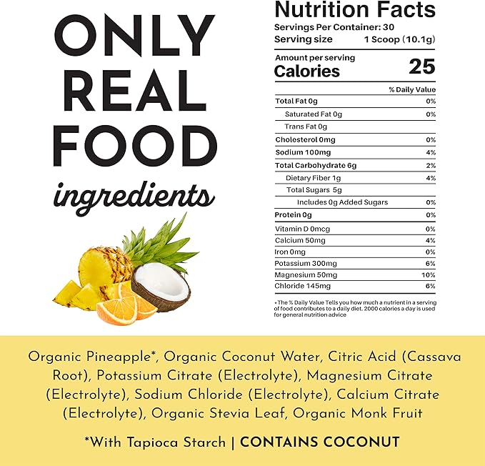 Tropical Paradise Electrolytes – 30‑Serving Hydration Drink Mix with Coconut Water, Sea Salt, and Trace Minerals – Supports Hydration, Recovery, and Electrolyte Balance*