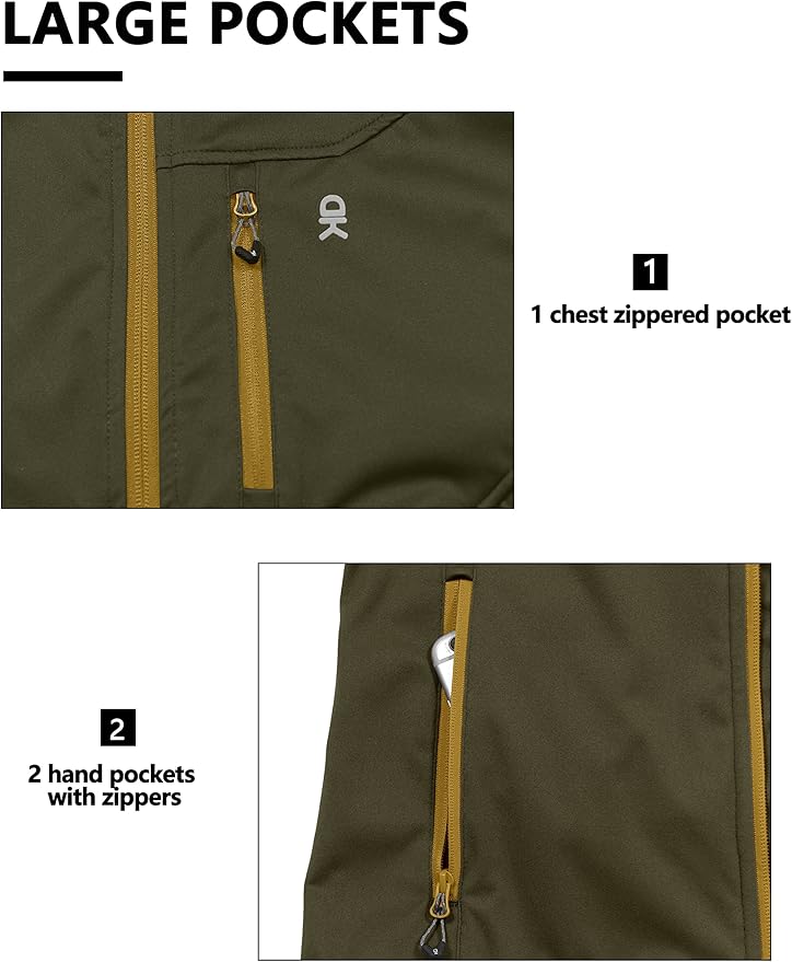 Little Donkey Andy Men's Lightweight Softshell Vest Windproof Sleeveless Jacket for Travel Hiking Running Golf