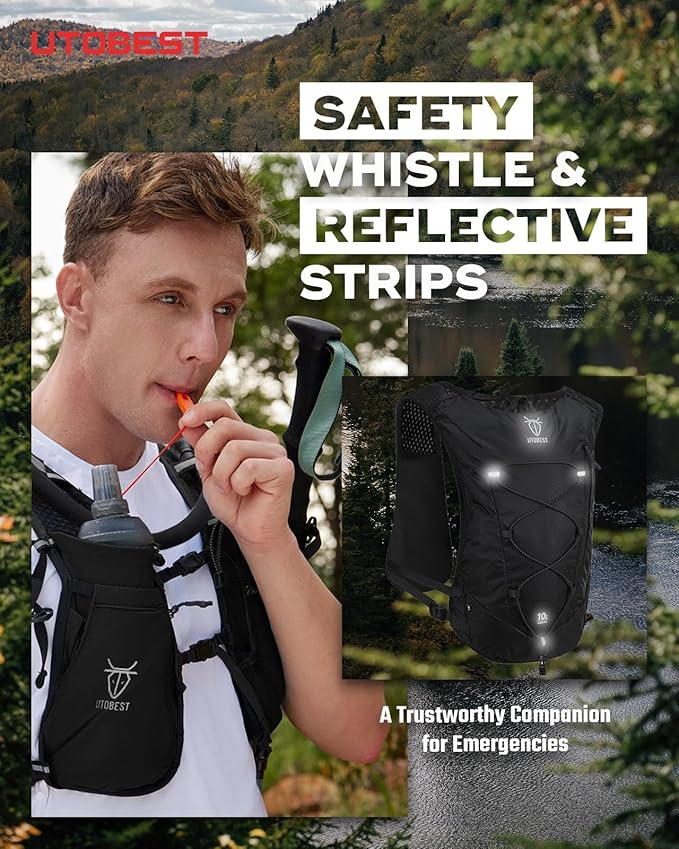 Upgrade Running Hydration Vest 10L, Running Backpack for Women Men Multi-Functional Storage, Adjustable Water Vest for Trail Marathon Race Jogging Cycling