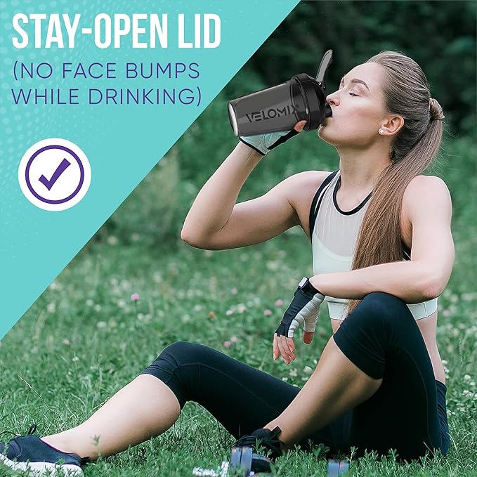 VELOMIX -6 PACK- Shaker Cups for Protein Shakes 20 oz - 6x Wire Whisk | Leak Proof Protein Shaker Bottle for Protein Shakes, Shaker Bottle Pack for Pre & Post Workout, Shaker Cup (ALL IN BLACK)