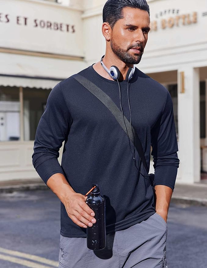 COOFANDY Long Sleeve Shirts for Men Moisture Wicking Activewear T-Shirts Workout Running Shirts