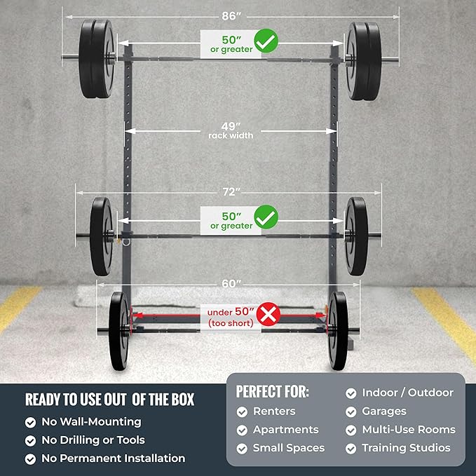 Verse Agile Rack - Portable Multipurpose Squat Rack Bench Press Barbell Rack - Heavy Duty Holds Up To 700lbs - 2 Min Set Up - Folds for Easy Storage - Perfect for Home Gyms & Training Studios