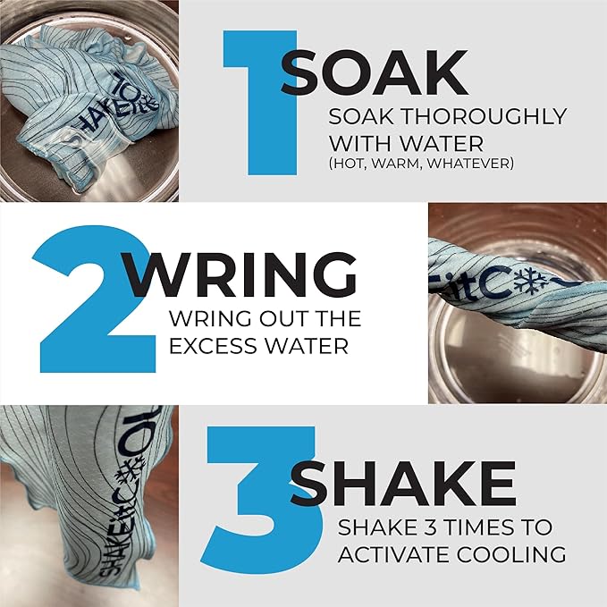 SHAKEitCOOL Extended Size Cooling Towel โ Be Cool in Style - Heat Relief, Soft, Lightweight, Sun Protection, Easy Clean - Perfect for Biking, Hiking, Running, Yoga, Golf, Gardening - Golf M