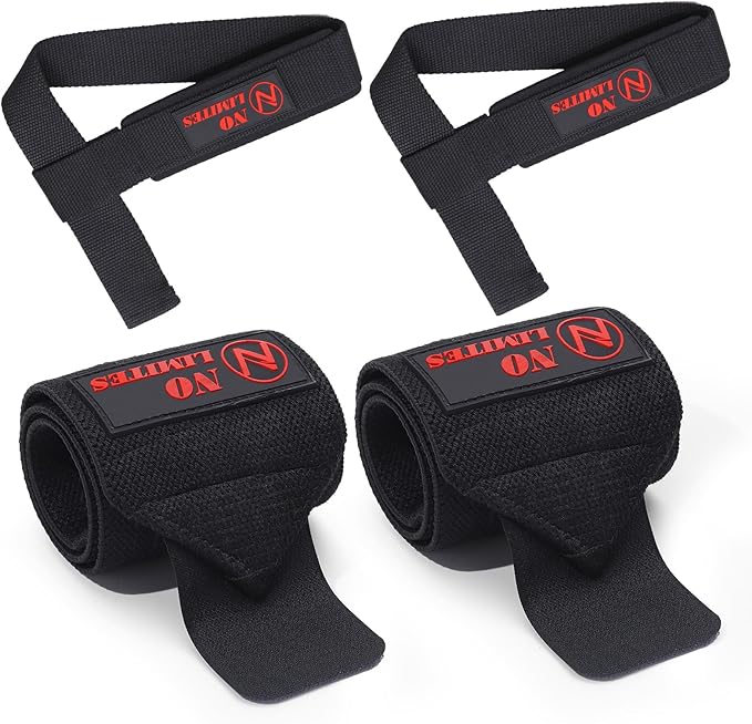 Wrist Wraps for Weightlifting & 21'' Lifting Straps Set for Strength Training, Deadlifting, Powerlifting Gym Straps, Durable Wrist Support for Men & Women