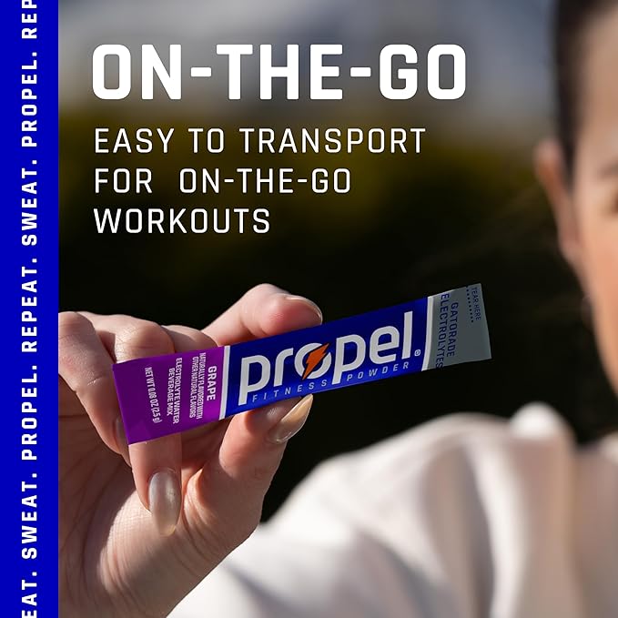 Propel Electrolyte Enhanced Water Drink Mix Powder Packets, Grape, Zero Calorie & Zero Sugar Hydration with Electrolytes and Vitamins C & E (120 Packets)