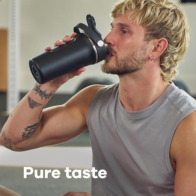 Hydro Flask Shaker Bottle – Insulated Stainless Steel Gym Bottle for Pre Workout & Protein 24 Oz Trillium Pink