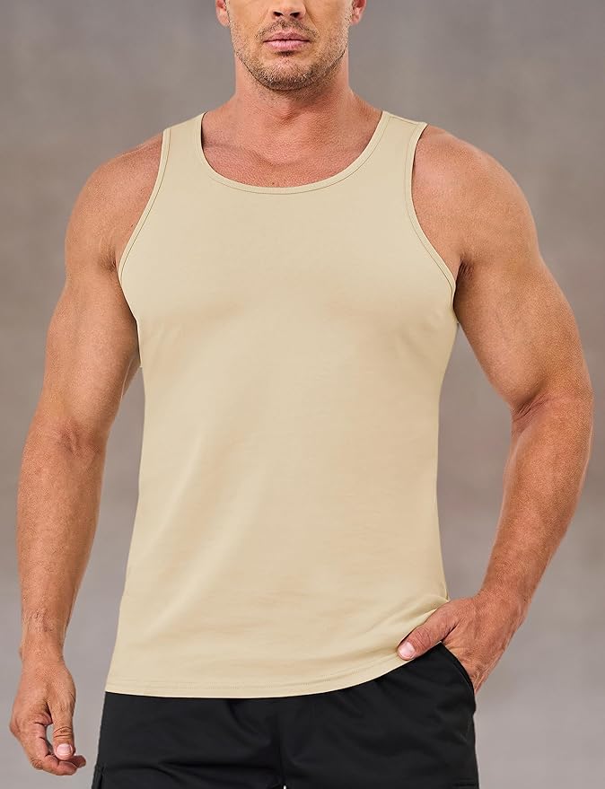 MAGCOMSEN Mens Workout Tank Tops Undershirt Cotton Muscle Athletic Sleeveless Shirts for Gym