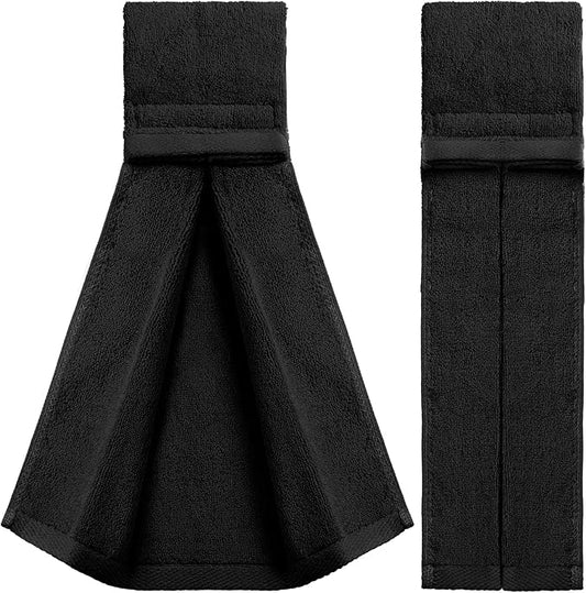 Shimeyao 2 Pcs Cotton Sports Football Towel with Closure Pitching Football Sweat Towel for Sports Gym Men Women Accessories(Black,Classic)