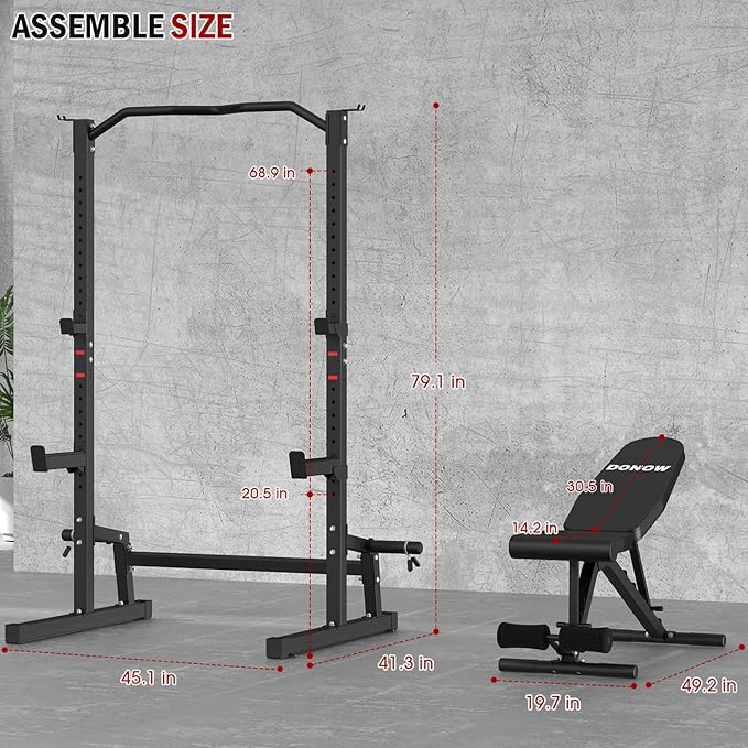 DONOW Olympic Weight Bench with Squat Rack Adjustable Workout Bench with Rack for Bench Press Sthrength Training