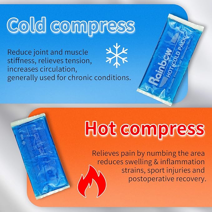 Gel Ice Packs for Head Neck Knee Elbow Wrist Foot Pain Relief (2 Pack) - Ice Packs for Injuries Reusable Gel Hot Cold Pack for Injuries - Flexible Cold Pack for Breast Surgery, Strain, Migraine