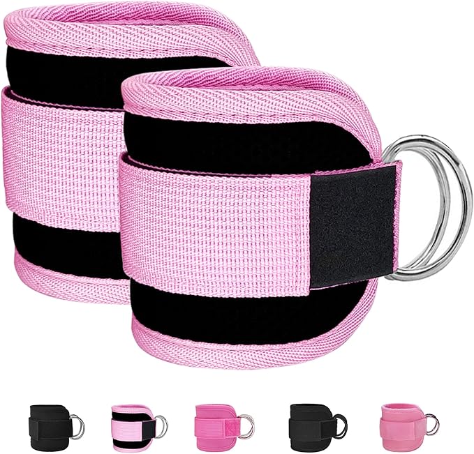 Fitness Ankle Straps for Cable Machine, Kickbacks Glute Workouts, Lower Body Exercises, Adjustable Leg Straps with Neoprene Padding Men Women