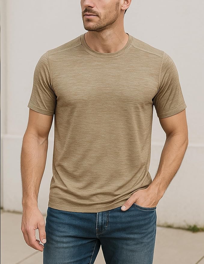 5 Pack Men’s Active Quick Dry Crew Neck T Shirts | Athletic Running Gym Workout Short Sleeve Tee Tops Bulk