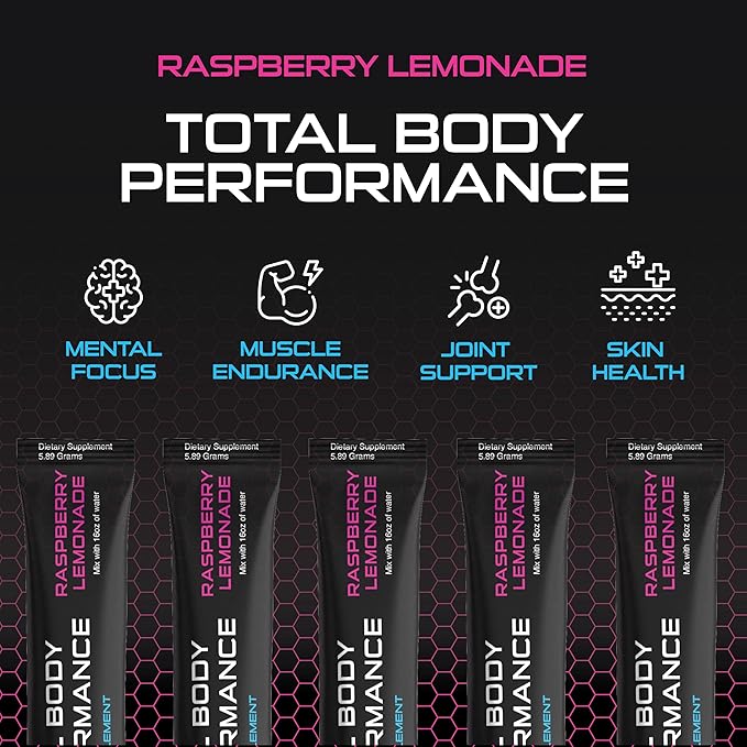 4D Raspberry Lemonade 5 Unit Box- Total Body Performance Drink Mixes - Electrolytes, Aminos, Vitamins & Energy Powder Packets - Zero Calories & Sugars - Gluten Free, Non-GMO, Keto & Vegan Friendly