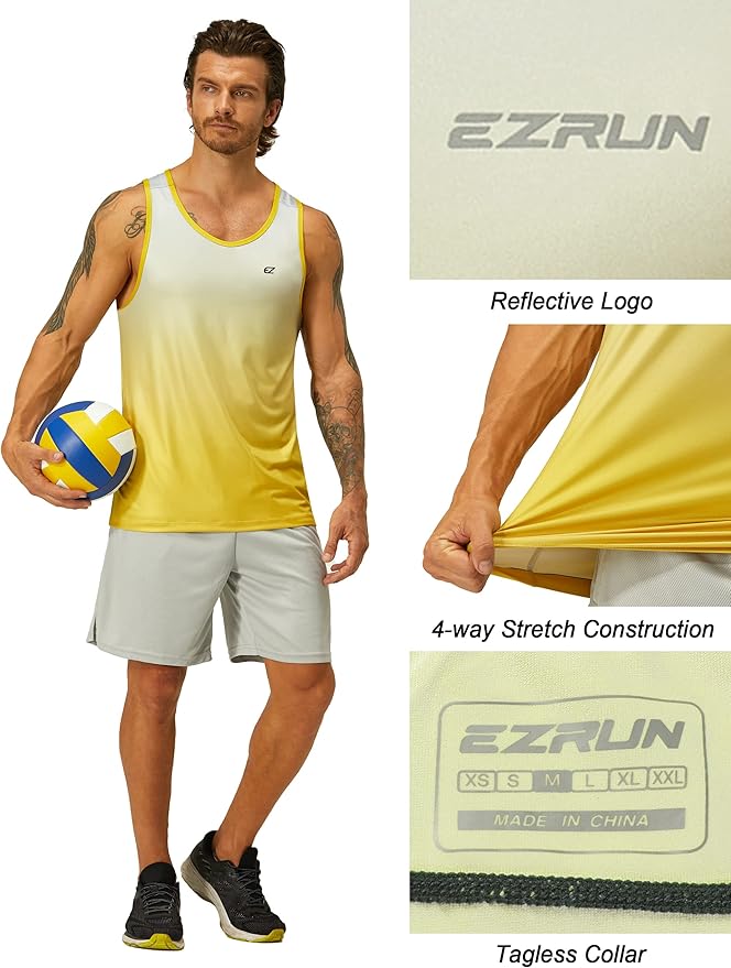 EZRUN Men's Quick Dry Sport Tank Top for Bodybuilding Gym Athletic Jogging Running,Fitness Training Workout Sleeveless Shirts