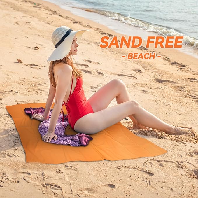 Microfiber Beach Towel-Perfect for Travel, Sports, Camping, Swimming, Yoga, Gym- Quick Dry, Sand Free, Compact, Lightweight, Absorbent (Orange, X-Large(200x90cm, 78x35”))
