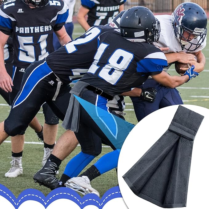 Shimeyao 2 Pcs Cotton Sports Football Towel with Closure Pitching Football Sweat Towel for Sports Gym Men Women Accessories(Gray,Classic)