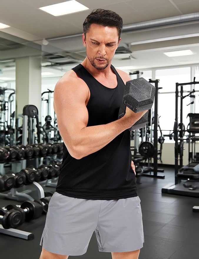 TACVASEN Mens Workout Tank Top UPF 80+ Y-Back Muscle Shirts Quick Dry Sleeveless Tee Shirt for Swim Beach Gym Athletic