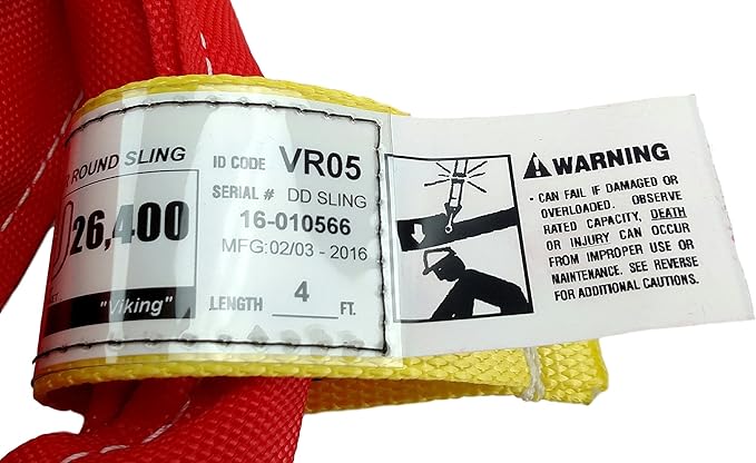 Chenango Supply USA Made VR5 X 4' Red Slings 4'-30' Lengths in Listing, Double PLY Cover Endless Round Poly Lifting Slings, 13,200 lbs Vert, 10,560 lbs Choker, 26,400 lbs Basket (USA Polyester) (4 FT)