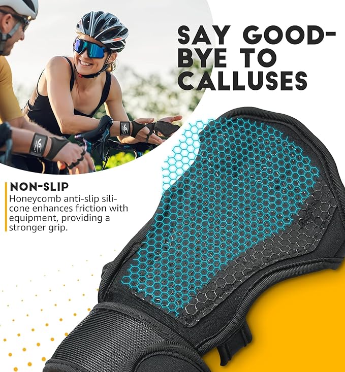 HiRui Ventilated Workout Gloves for Men Women, Built-in Wrist Wraps and Non-Slip Palm Silicone to Avoid Calluses, Exercise Gym Gloves for Training Powerlifting Weightlifting