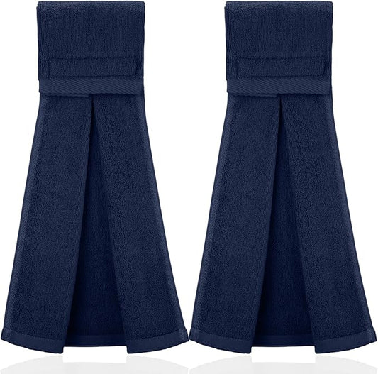 Shimeyao 2 Pcs Cotton Sports Football Towel with Closure Pitching Football Sweat Towel for Sports Gym Men Women Accessories(Dark Blue,Classic)