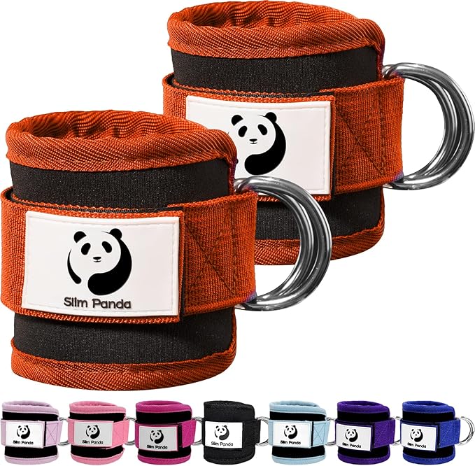 Slim Panda Ankle Strap for Cable Machine,Ankle Cuff for Kickbacks, Booty Hip Abductors,Glute Workouts, Leg Extensions, Curls for Men and Women, Adjustable with Double D-Rings