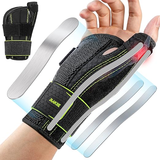 Carpal Tunnel Brace Right Hand, 5X Ergonomic Reinforced Support Wrist Brace for Women Men, Finger Brace for Arthritis, CMC Pain Relief, De Quervain's Tenosynovitis, Yellow Size S/M(5.51-7.48")