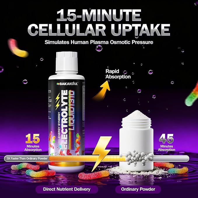 Ultra Electrolyte Liquid & Neuro Hydration, add L Carnitine Supplement Liquid, 1310 mg 5 Electrolytes with Citicoline for Cognitive Support, Rapid Hydration, Arctic-Sourced Minerals, Sour Gummy Flavor