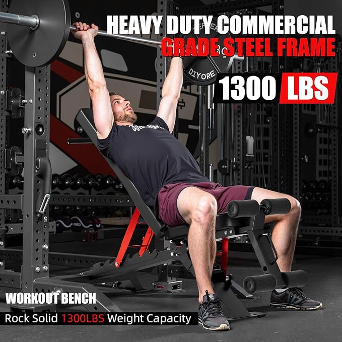 Adjustable Weight Bench - Workout Bench for Home Gym, Foldable 1300lb Capacity Heavy Duty Full Body Workouts Exercise Strength Training Benches with Incline/Flat/Decline Positions & Space-Saving
