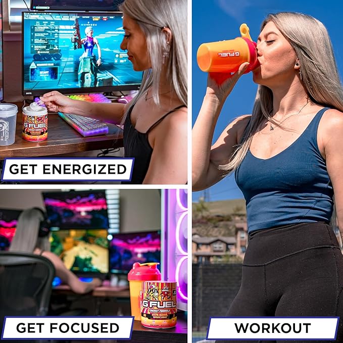 G Fuel Chug Rug Energy Drink Powder, Pre Workout Caffeine Mix for Gaming, Sugar Free Focus Amino, Vitamin + Antioxidants, 10.44oz (Sour Blue Raspberry, 40 Servings)
