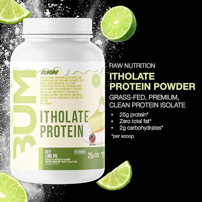 RAW Whey Isolate Protein Powder, Key Lime (CBUM Itholate Protein) - 100% Grass-Fed Sports Nutrition for Muscle Growth & Recovery - Low-Fat, Low Carb, Naturally Flavored - 25 Servings