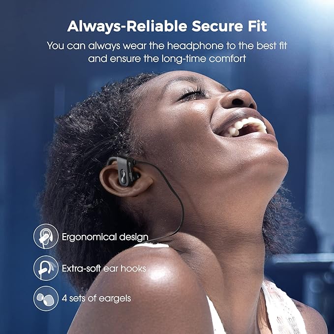 Sport Bluetooth Headphones with Microphone, 16H Deep Bass Running Headphones Wireless, IPX7 Waterproof Wireless Earbuds with Ear Hooks, CVC 6.0 Noise Cancelling Earbuds for Calls, 2-Pack