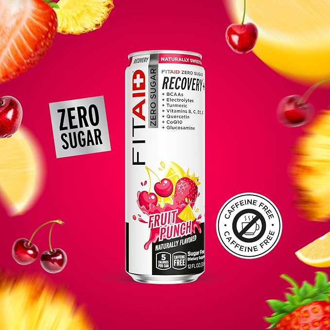 Lifeaid Fitaid Recovery Drink, Fruit Punch, Zero Sugar, Vegan, Kosher, Keto Friendly, Gluten Free, 12 Fluid Ounce (Pack of 12)