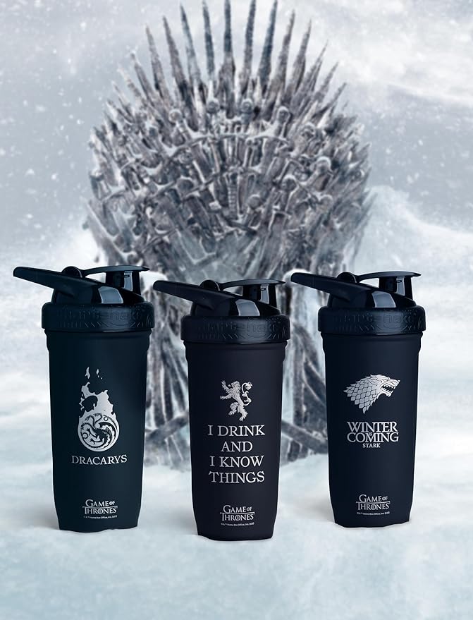 Smartshake Reforce Stainless Steel Game Of Thrones Dracarys, Shaker Bottle (900 ML /30oz) | Lightweight Resistance Sports Shaker Bottle with a Soft Lid | Leakproof, BPA Free & DEHP Free