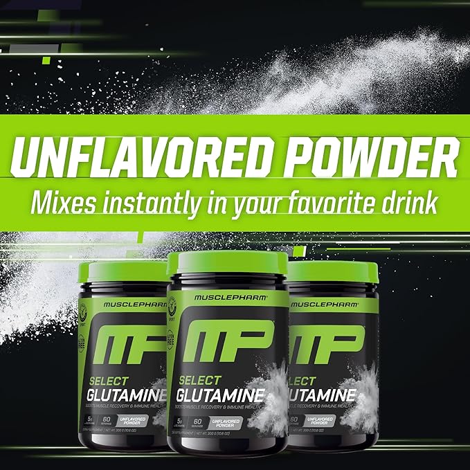 MusclePharm Glutamine, Pure L-Glutamine Powder Supplement for Post Workout Muscle Recovery, Energy & Gut Health, 5g L Glutamine Powder per Serving, Gluten-Free, Unflavored, 60 Servings