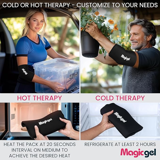 Magic Gel Small Knee & Elbow Ice Pack Sleeve 1 Pack – Reusable Hot & Cold Therapy Wrap for Targeted Relief – Compact Compression Fit for Injury Recovery, Tendonitis, and Swelling