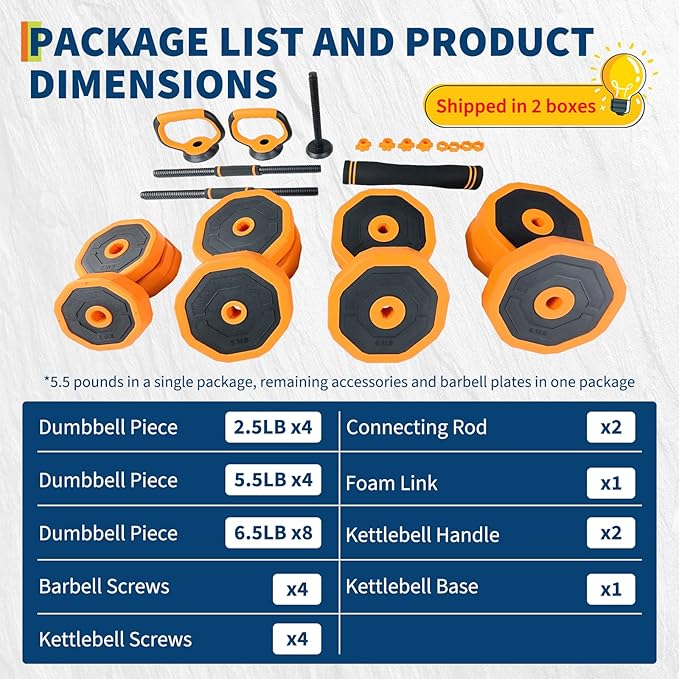 GarveeLife 4-in-1 Adjustable Dumbbell Set, Weight Set Used as Dumbbell, Barbell, Kettlebells & Push up Stand, Home Gym Fitness Exercise Equipment for Men Women