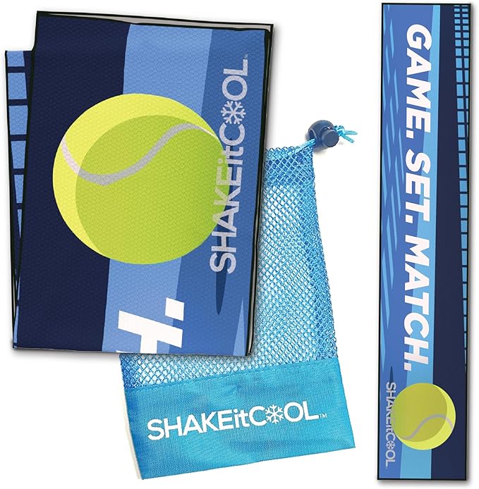 SHAKEitCOOL Original Cooling Towel โ Be Cool in Style - Heat Relief, Soft, Lightweight, Sun Protection, Easy Clean - Perfect for Biking, Running, Yoga, Gym, Gardening - Tennis