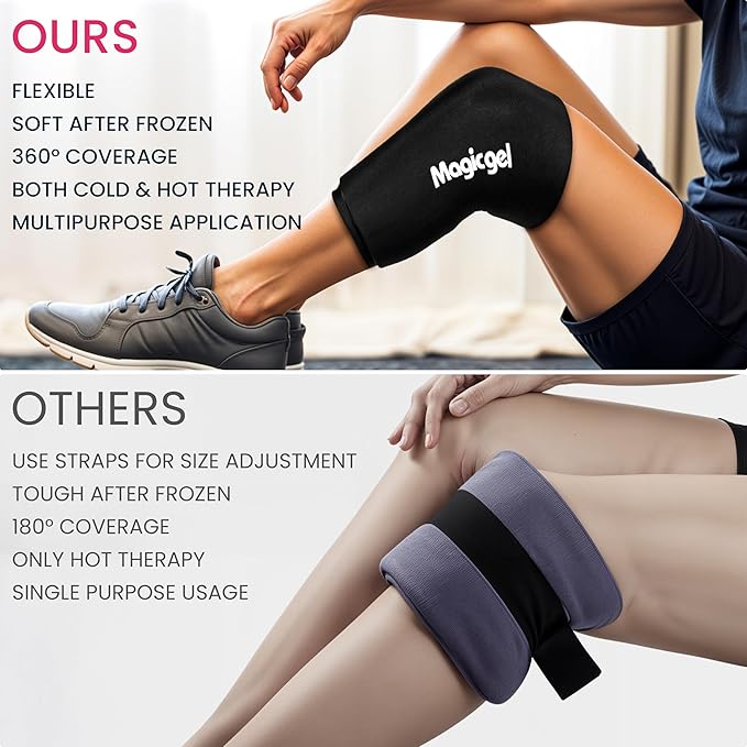Magic Gel Small Knee & Elbow Ice Pack Sleeve 1 Pack – Reusable Hot & Cold Therapy Wrap for Targeted Relief – Compact Compression Fit for Injury Recovery, Tendonitis, and Swelling