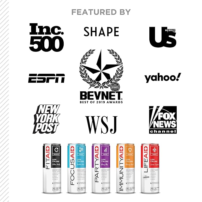 FITAID Post Workout Recovery Drink, Strawberry Lemonade, BCAAs, Glucosamine, Electrolytes, All In One Can, Paleo, Vegan & Gluten-Free, 40 Calories, 12 Fl Oz (Pack of 24)